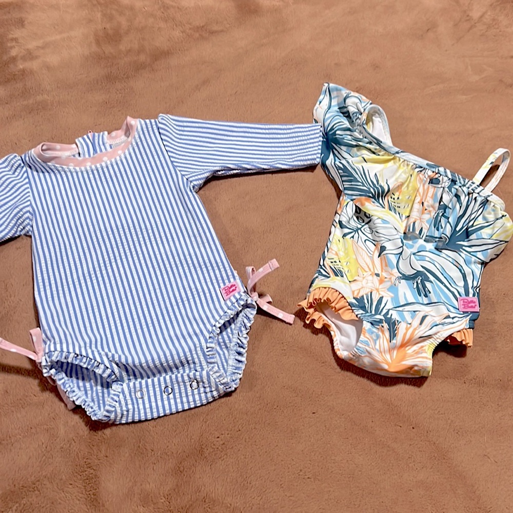 Set of two 3-6 months RuffleButts Baby Girl Bathing Suits